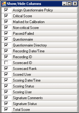 Show and Hide columns field chooser