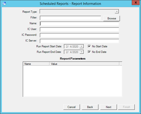 Scheduled Reports - Report Information page Scheduled Reports - Report Information page