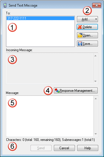 Interaction Desktop Help - Send Text Message Dialog Box