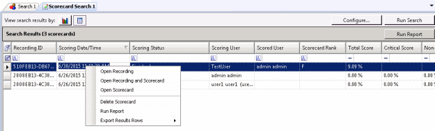 Scorecard Search Results