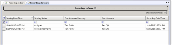 Recordings to Score view