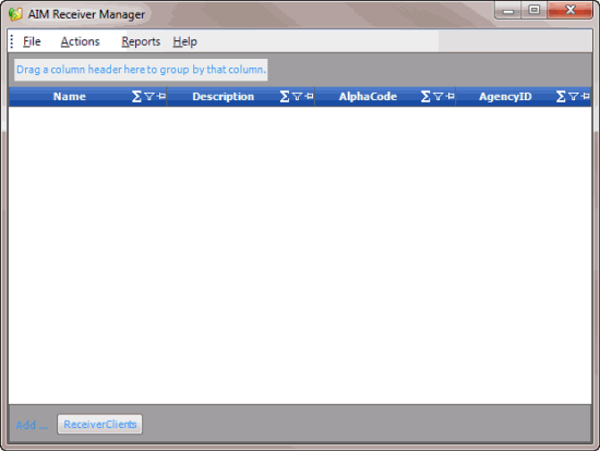 AIM Receiver Manager window