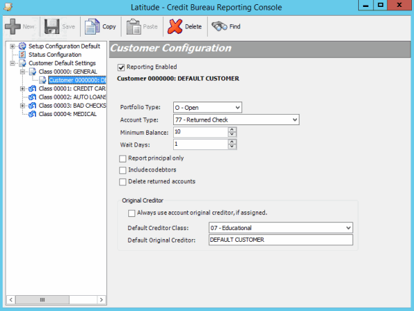 Customer Configuration pane