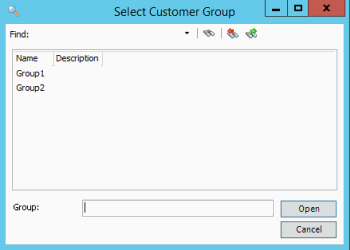 Select Customer Group dialog box