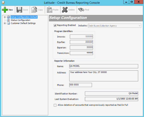 Setup Configuration pane