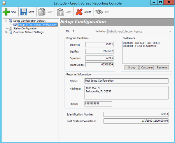 Setup Configuration pane