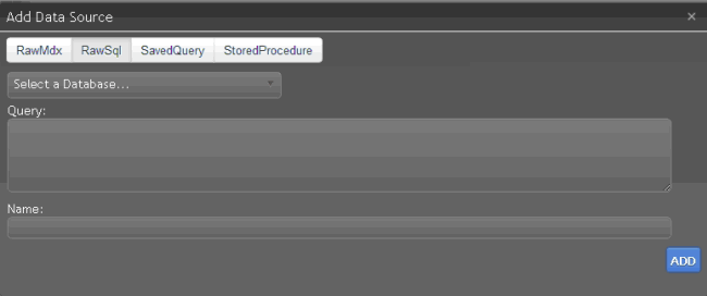 Add Data Source dialog box - Raw SQL