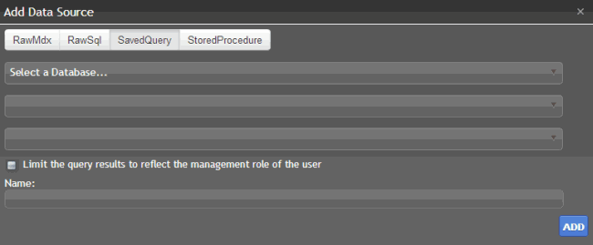 Add Data Source dialog box - Saved Query