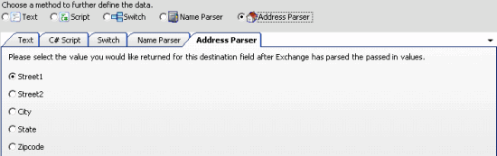 Define Destination Field Value dialog box - Address Parser tab