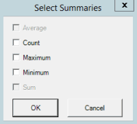 Select Summaries dialog box Select Summaries dialog box