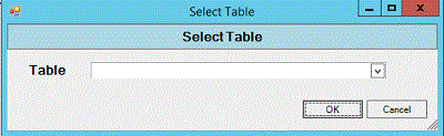 Select Table dialog box