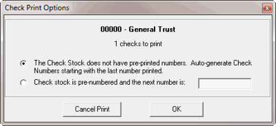 Check Print Options dialog box