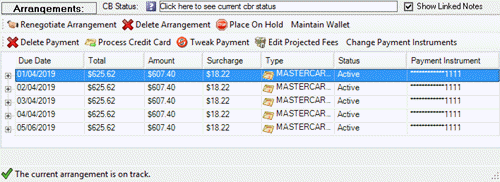 Arrangements panel Arrangements panel