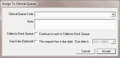 Latitude Help - Assign an Account to the Clerical Queue