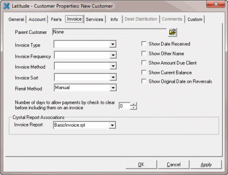 Latitude Help - Maintain Customer Invoice Settings