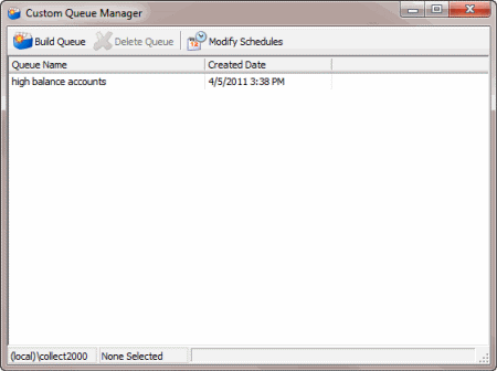 Custom Queue Manager window Custom Queue Manager window