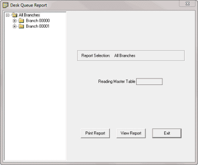 Desk Queue Report dialog box Desk Queue Report dialog box