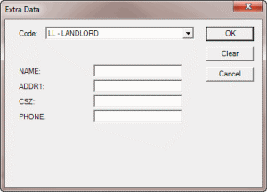 Extra Data dialog box
