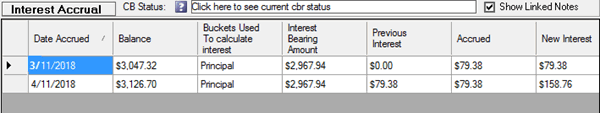 Interest Accrual panel