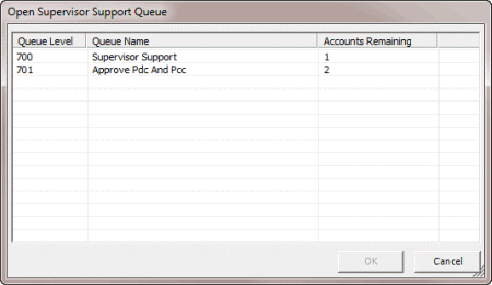 Open Supervisor Support Queue dialog box