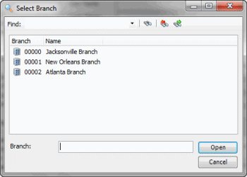 Select Branch dialog box Select Branch dialog box