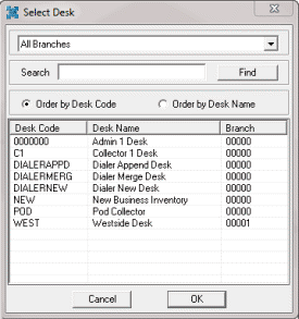 Select Desk dialog box