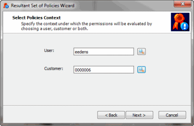 Select Policies Context dialog box