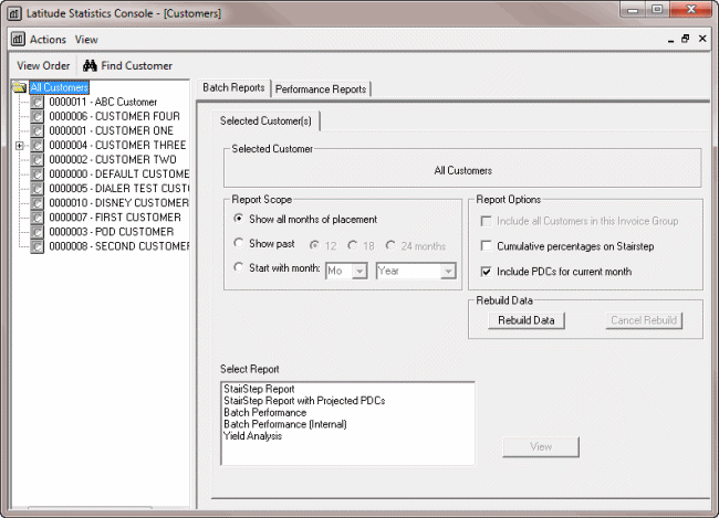 Statistics Console window Statistics Console window