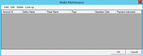 Wallet Maintenance dialog box