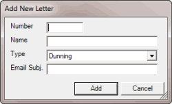 Add New Letter dialog box Add New Letter dialog box