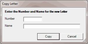 Copy Letter dialog box Copy Letter dialog box