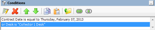 Conditions pane - OR Conditions pane - OR