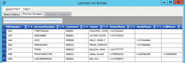 Preview Numbers tab Preview Numbers tab