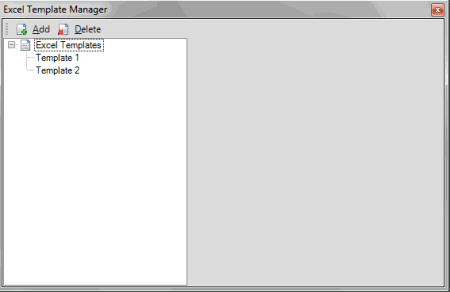 Excel Template Manager window