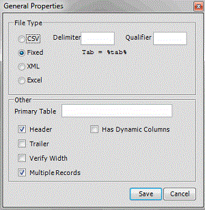 General Properties dialog box