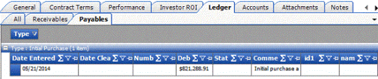 Payables tab