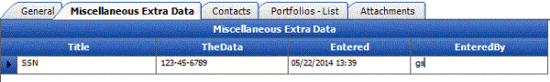 Miscellaneous Extra Data tab