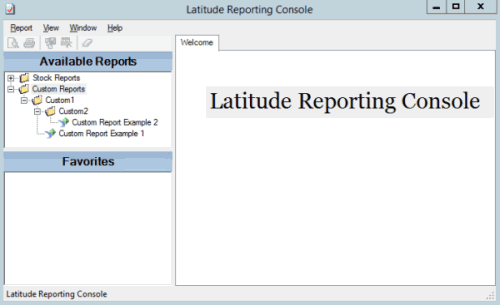 Reporting Console window - Report tab