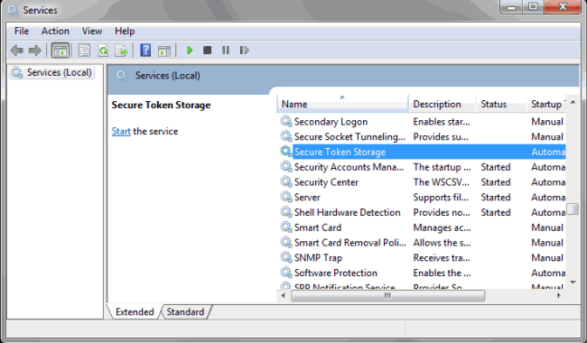 Services window Services window