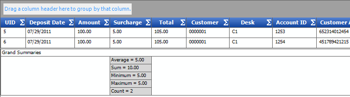 Details tab - Summaries