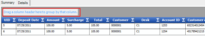 Details tab - Group data