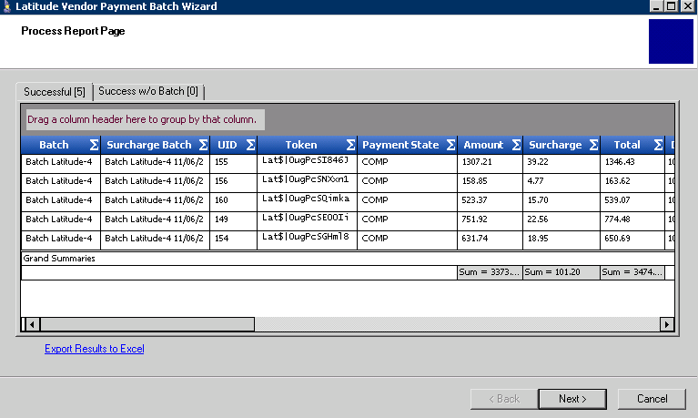 Process Report Page