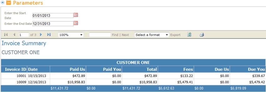 Invoice Summary Report