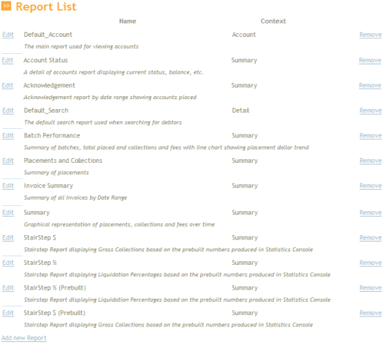 Report List page