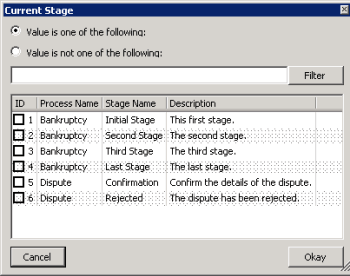 Current Stage dialog box