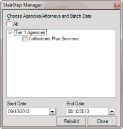 StairStep Manager window StairStep Manager window