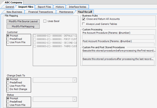 Import Files tab - Final Recall tab Import Files tab - Final Recall tab