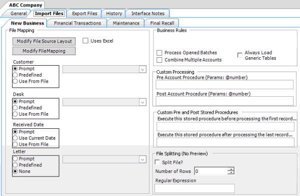 Import Files tab Import Files tab
