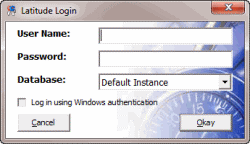 Latitude Login dialog box Latitude Login dialog box