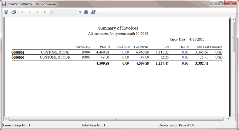 Report Viewer window Report Viewer window